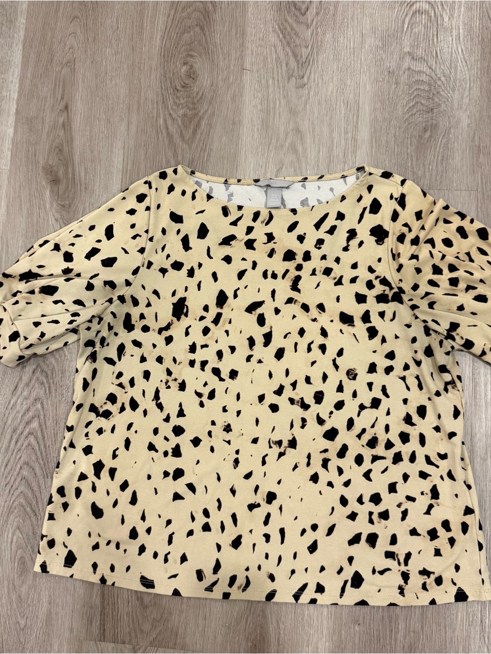 H&M Cream Top with Black Animal Spot Print